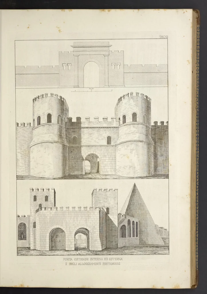 An illustration from L'architettura antica descritta e dimostrata coi monumenti ... : opera divisa in tre sezioni risguardanti la storia, la teorica, e le pratiche dell' architettura egiziana, greca e romana, 1830, leaf 34
