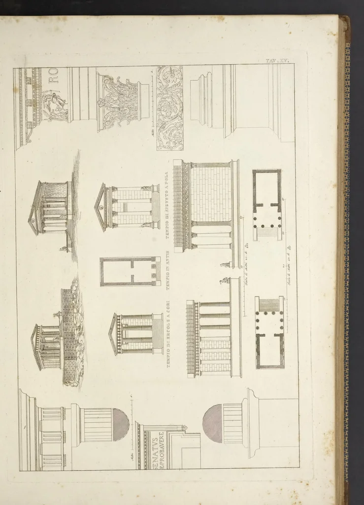 An illustration from L'architettura antica descritta e dimostrata coi monumenti ... : opera divisa in tre sezioni risguardanti la storia, la teorica, e le pratiche dell' architettura egiziana, greca e romana, 1830, leaf 40