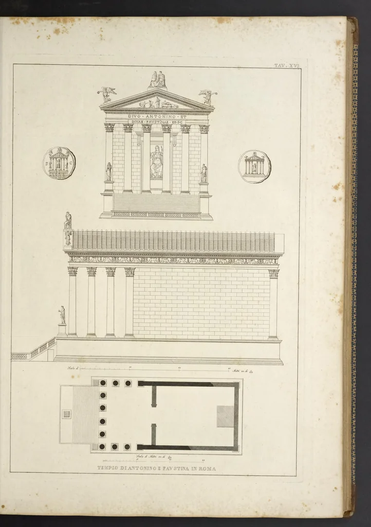 An illustration from L'architettura antica descritta e dimostrata coi monumenti ... : opera divisa in tre sezioni risguardanti la storia, la teorica, e le pratiche dell' architettura egiziana, greca e romana, 1830, leaf 42