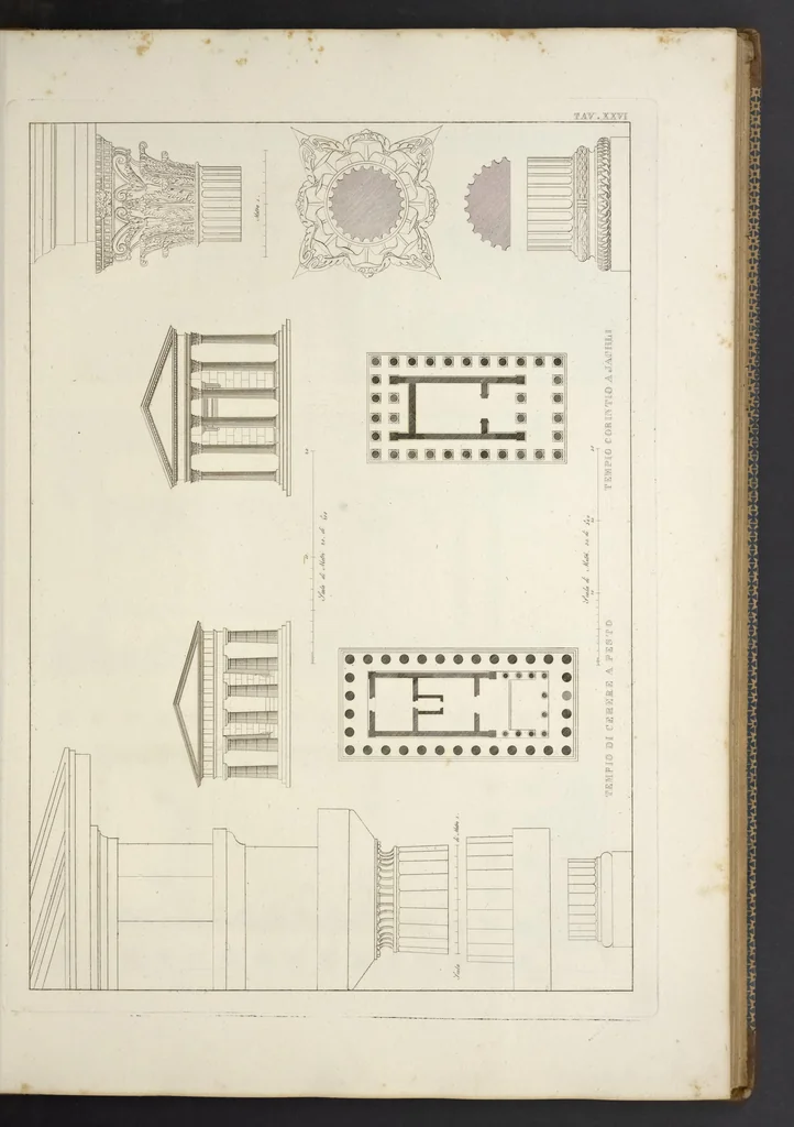 An illustration from L'architettura antica descritta e dimostrata coi monumenti ... : opera divisa in tre sezioni risguardanti la storia, la teorica, e le pratiche dell' architettura egiziana, greca e romana, 1830, leaf 62
