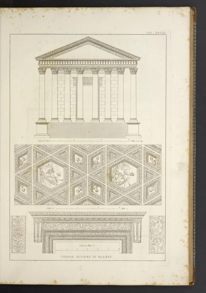 An illustration from L'architettura antica descritta e dimostrata coi monumenti ... : opera divisa in tre sezioni risguardanti la storia, la teorica, e le pratiche dell' architettura egiziana, greca e romana, 1830, leaf 66