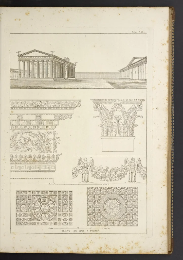 An illustration from L'architettura antica descritta e dimostrata coi monumenti ... : opera divisa in tre sezioni risguardanti la storia, la teorica, e le pratiche dell' architettura egiziana, greca e romana, 1830, leaf 72
