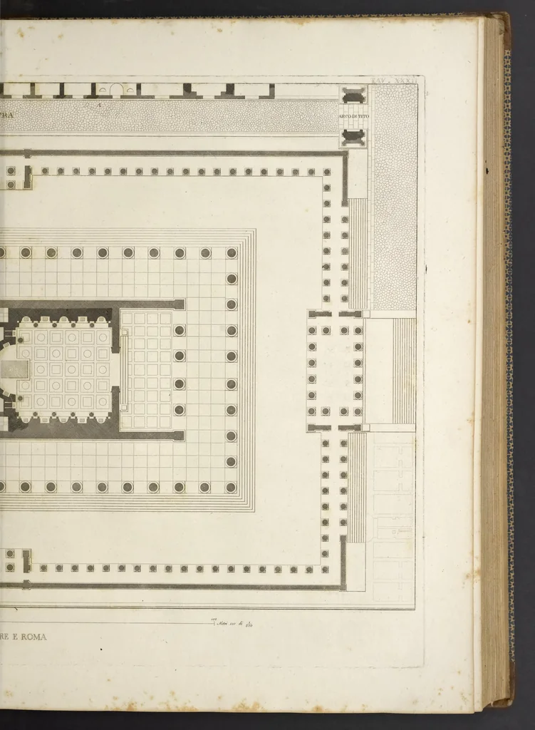 An illustration from L'architettura antica descritta e dimostrata coi monumenti ... : opera divisa in tre sezioni risguardanti la storia, la teorica, e le pratiche dell' architettura egiziana, greca e romana, 1830, leaf 76