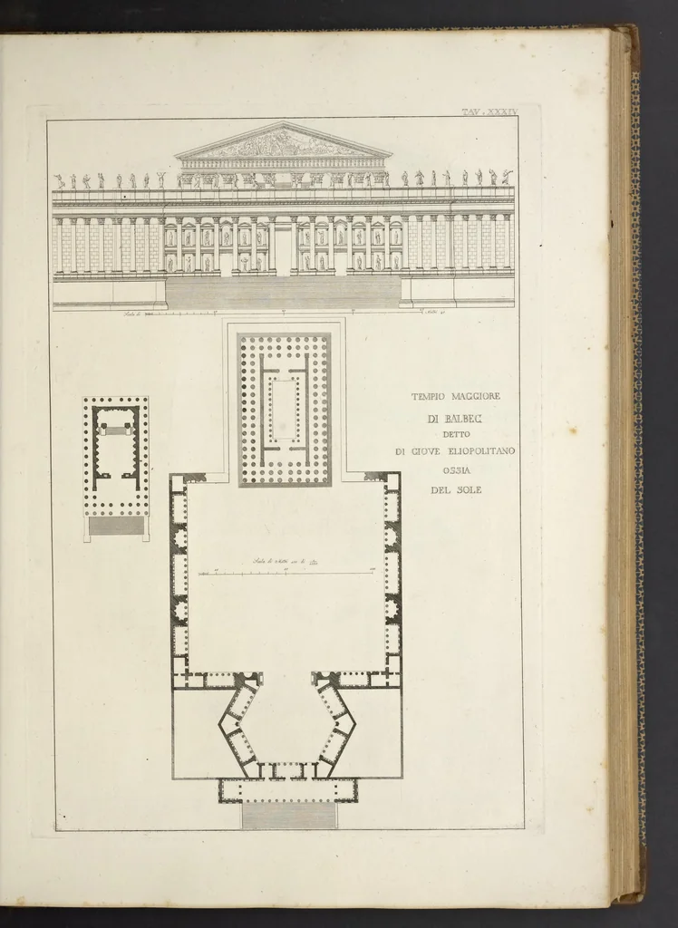 An illustration from L'architettura antica descritta e dimostrata coi monumenti ... : opera divisa in tre sezioni risguardanti la storia, la teorica, e le pratiche dell' architettura egiziana, greca e romana, 1830, leaf 82