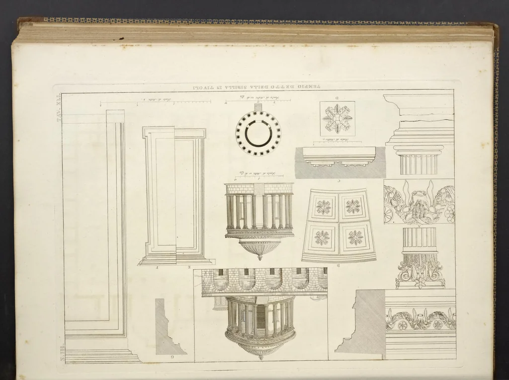 An illustration from L'architettura antica descritta e dimostrata coi monumenti ... : opera divisa in tre sezioni risguardanti la storia, la teorica, e le pratiche dell' architettura egiziana, greca e romana, 1830, leaf 96