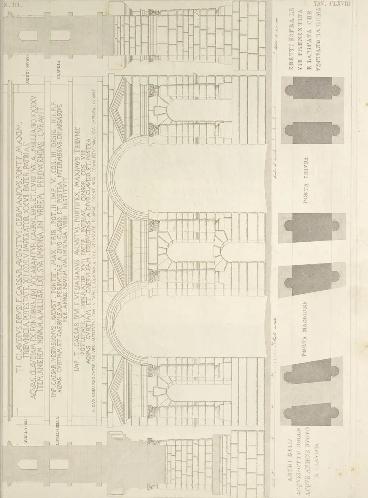 An illustration from L'architettura antica descritta e dimostrata coi monumenti ... : opera divisa in tre sezioni risguardanti la storia, la teorica, e le pratiche dell' architettura egiziana, greca e romana, 1830, leaf 106