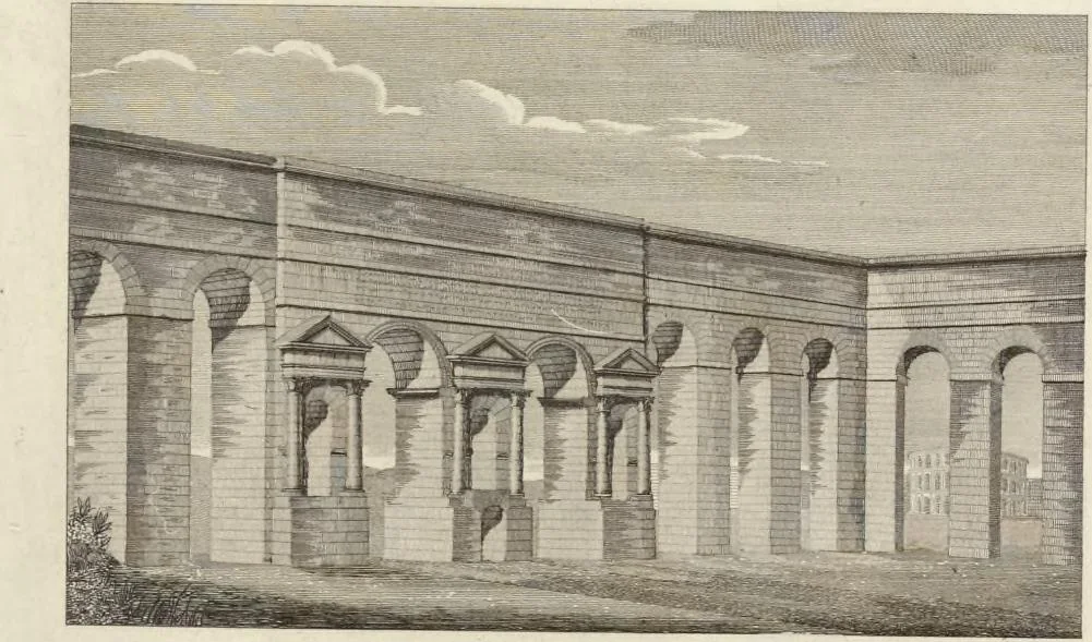An illustration from L'architettura antica descritta e dimostrata coi monumenti ... : opera divisa in tre sezioni risguardanti la storia, la teorica, e le pratiche dell' architettura egiziana, greca e romana, 1830, leaf 108
