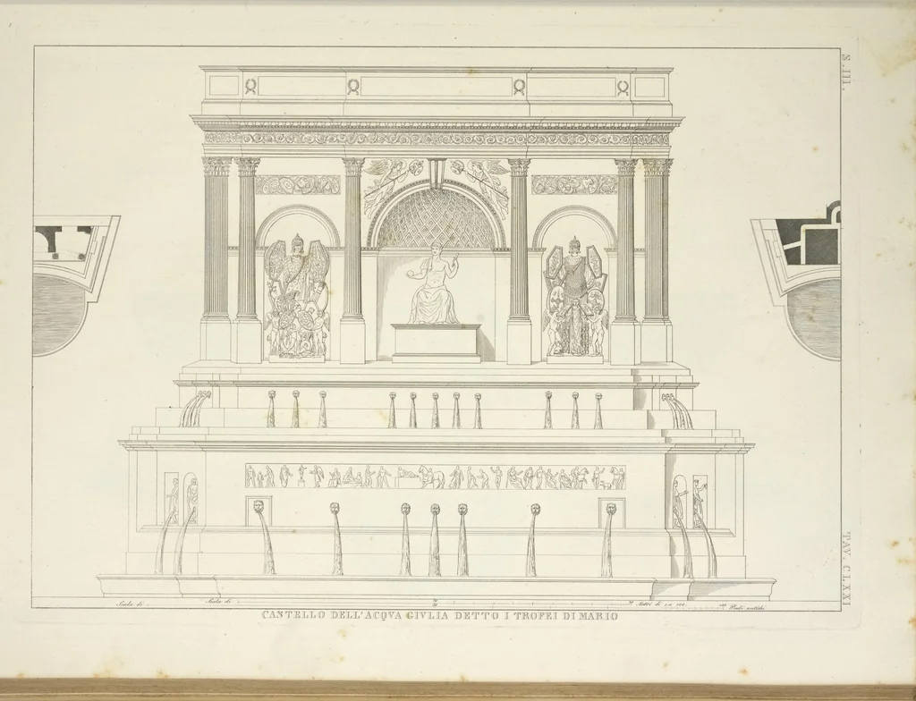 An illustration from L'architettura antica descritta e dimostrata coi monumenti ... : opera divisa in tre sezioni risguardanti la storia, la teorica, e le pratiche dell' architettura egiziana, greca e romana, 1830, leaf 112