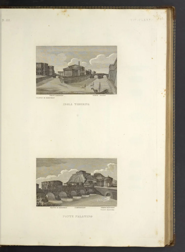 An illustration from L'architettura antica descritta e dimostrata coi monumenti ... : opera divisa in tre sezioni risguardanti la storia, la teorica, e le pratiche dell' architettura egiziana, greca e romana, 1830, leaf 130