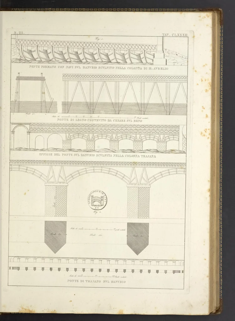 An illustration from L'architettura antica descritta e dimostrata coi monumenti ... : opera divisa in tre sezioni risguardanti la storia, la teorica, e le pratiche dell' architettura egiziana, greca e romana, 1830, leaf 134