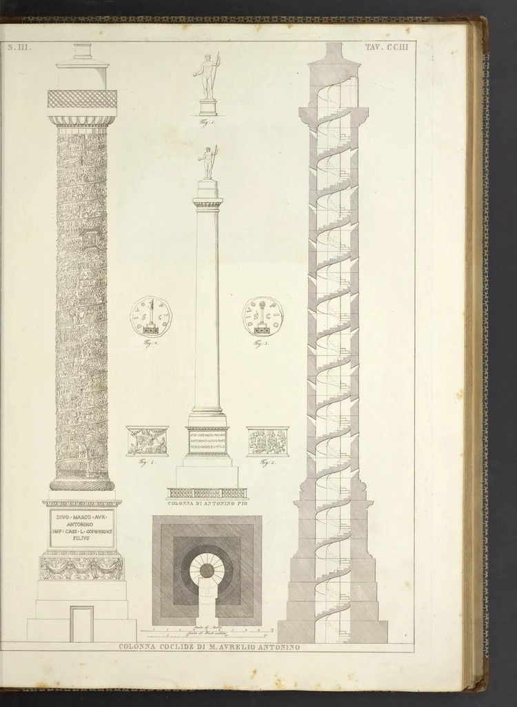 An illustration from L'architettura antica descritta e dimostrata coi monumenti ... : opera divisa in tre sezioni risguardanti la storia, la teorica, e le pratiche dell' architettura egiziana, greca e romana, 1830, leaf 176