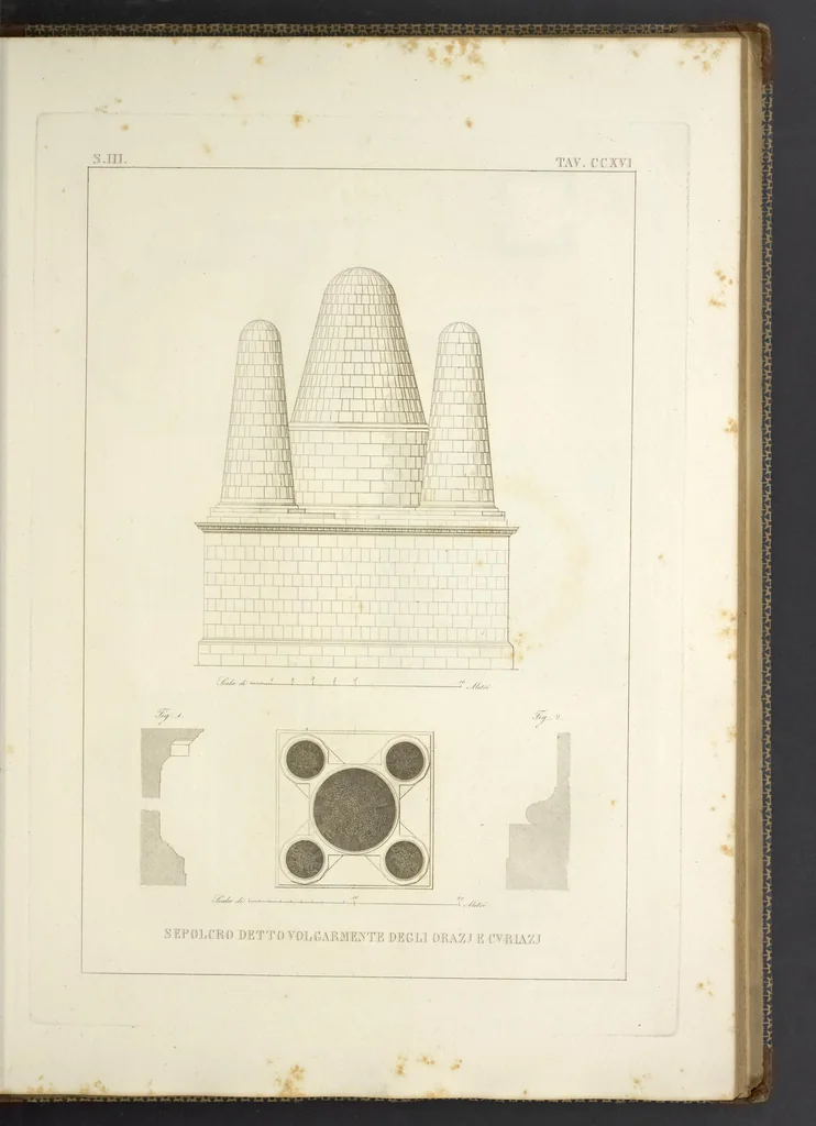 An illustration from L'architettura antica descritta e dimostrata coi monumenti ... : opera divisa in tre sezioni risguardanti la storia, la teorica, e le pratiche dell' architettura egiziana, greca e romana, 1830, leaf 202