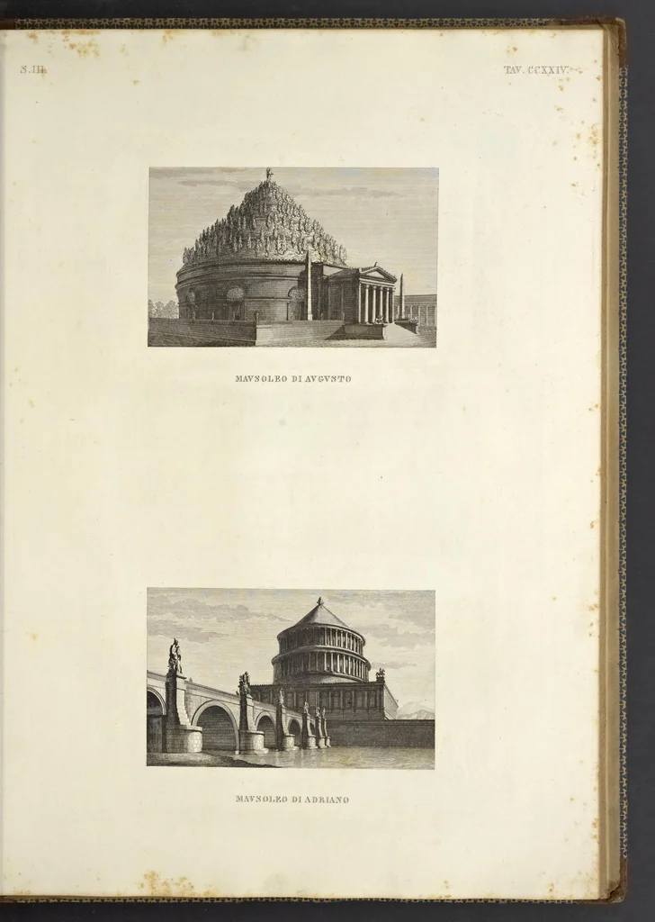 An illustration from L'architettura antica descritta e dimostrata coi monumenti ... : opera divisa in tre sezioni risguardanti la storia, la teorica, e le pratiche dell' architettura egiziana, greca e romana, 1830, leaf 222
