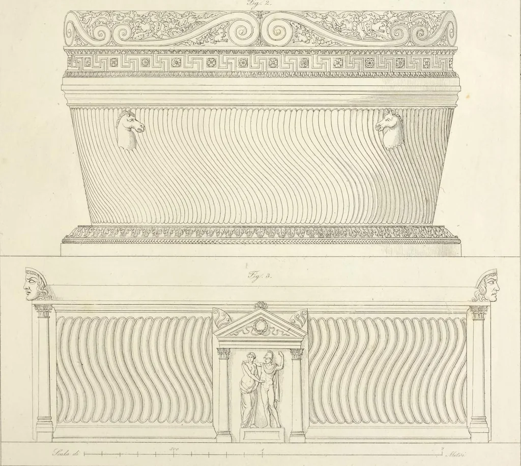 An illustration from L'architettura antica descritta e dimostrata coi monumenti ... : opera divisa in tre sezioni risguardanti la storia, la teorica, e le pratiche dell' architettura egiziana, greca e romana, 1830, leaf 224