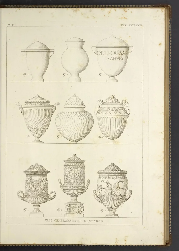An illustration from L'architettura antica descritta e dimostrata coi monumenti ... : opera divisa in tre sezioni risguardanti la storia, la teorica, e le pratiche dell' architettura egiziana, greca e romana, 1830, leaf 228