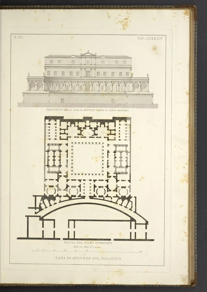 An illustration from L'architettura antica descritta e dimostrata coi monumenti ... : opera divisa in tre sezioni risguardanti la storia, la teorica, e le pratiche dell' architettura egiziana, greca e romana, 1830, leaf 242