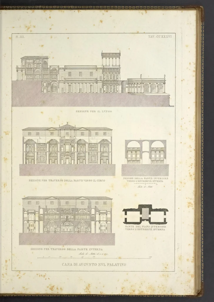 An illustration from L'architettura antica descritta e dimostrata coi monumenti ... : opera divisa in tre sezioni risguardanti la storia, la teorica, e le pratiche dell' architettura egiziana, greca e romana, 1830, leaf 246