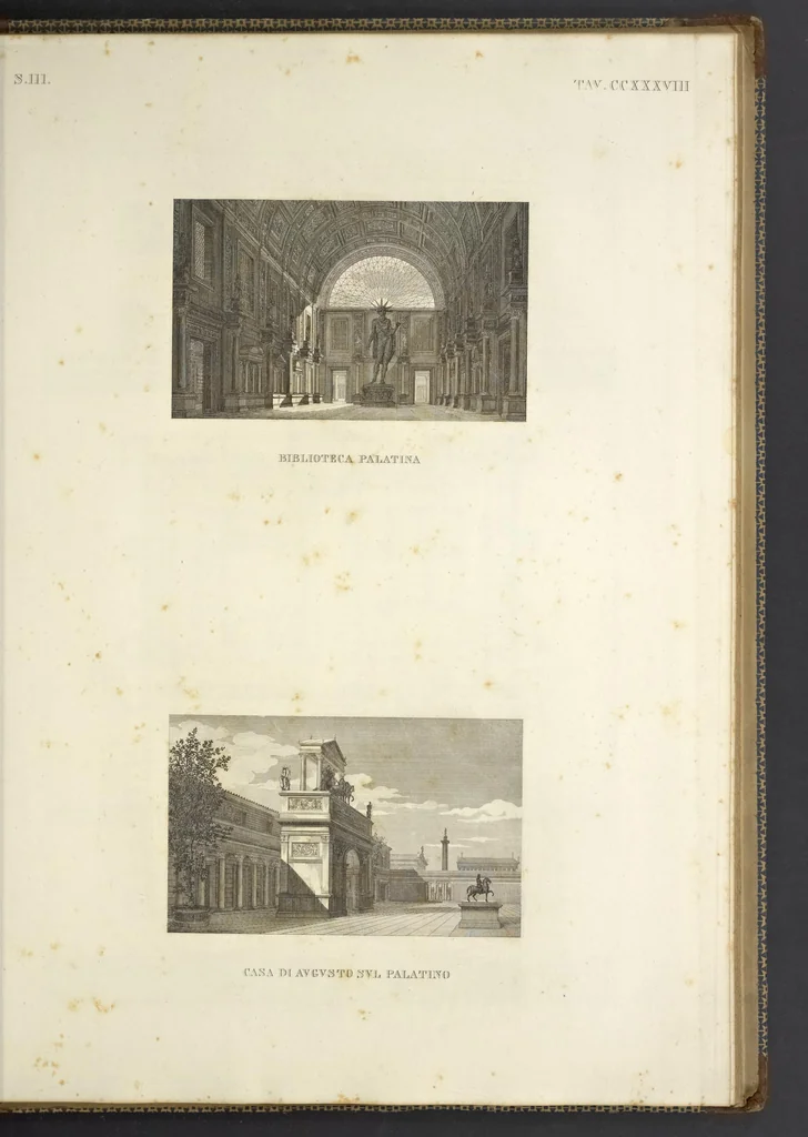 An illustration from L'architettura antica descritta e dimostrata coi monumenti ... : opera divisa in tre sezioni risguardanti la storia, la teorica, e le pratiche dell' architettura egiziana, greca e romana, 1830, leaf 252
