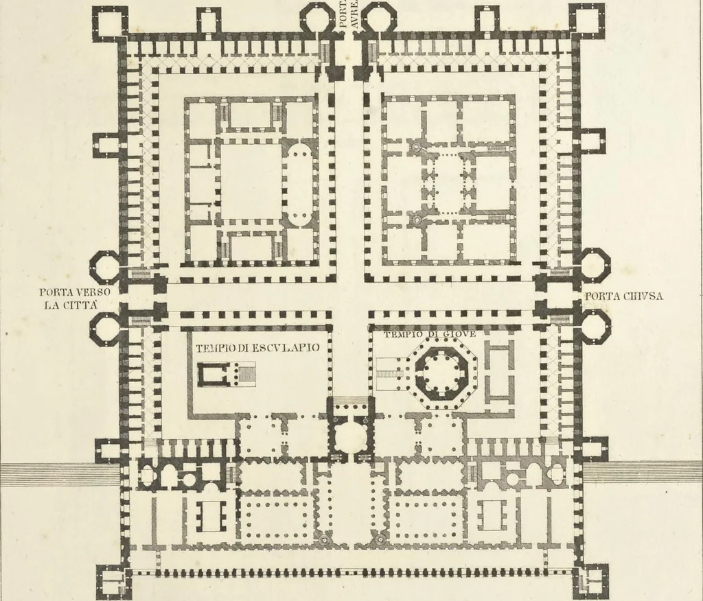An illustration from L'architettura antica descritta e dimostrata coi monumenti ... : opera divisa in tre sezioni risguardanti la storia, la teorica, e le pratiche dell' architettura egiziana, greca e romana, 1830, leaf 254