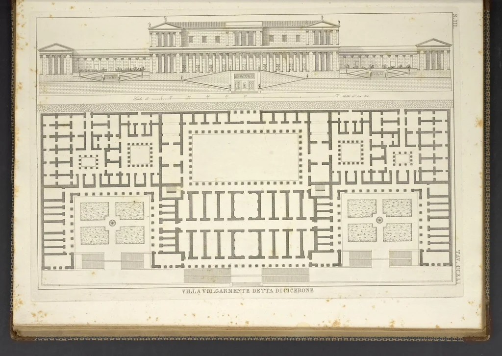 An illustration from L'architettura antica descritta e dimostrata coi monumenti ... : opera divisa in tre sezioni risguardanti la storia, la teorica, e le pratiche dell' architettura egiziana, greca e romana, 1830, leaf 258