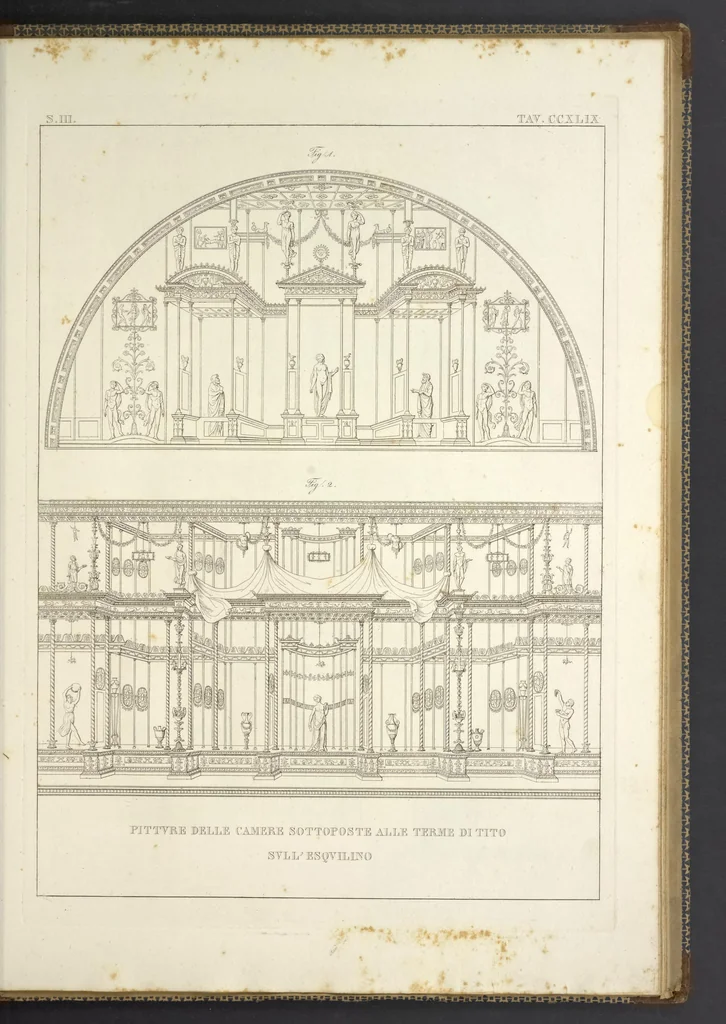 An illustration from L'architettura antica descritta e dimostrata coi monumenti ... : opera divisa in tre sezioni risguardanti la storia, la teorica, e le pratiche dell' architettura egiziana, greca e romana, 1830, leaf 274