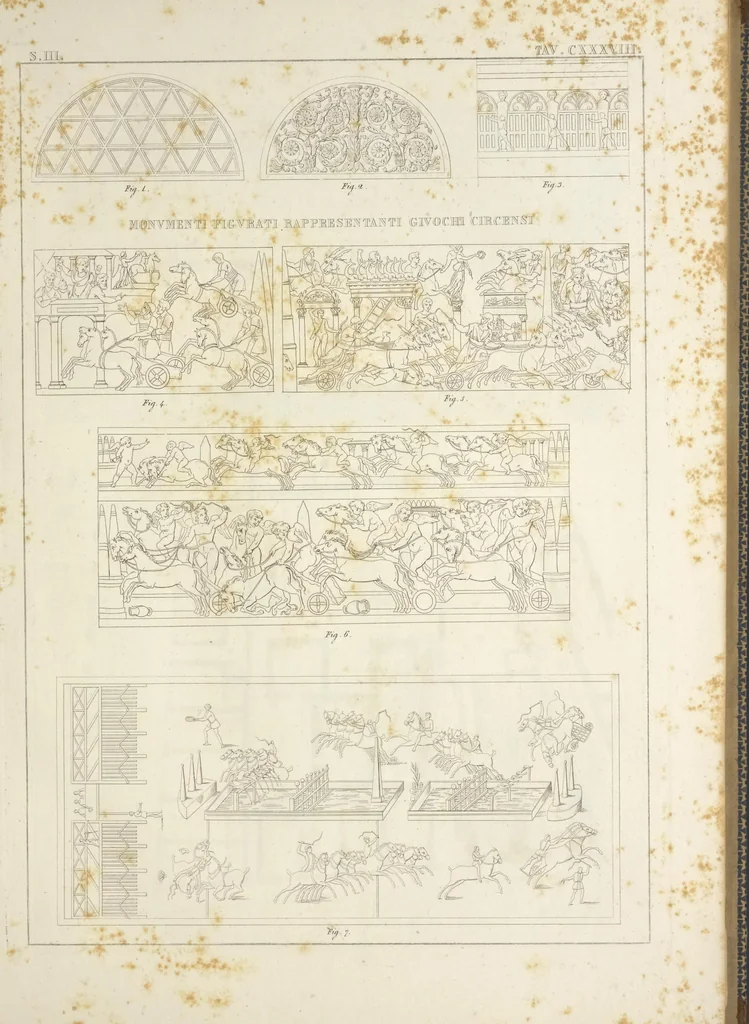 An illustration from L'architettura antica descritta e dimostrata coi monumenti ... : opera divisa in tre sezioni risguardanti la storia, la teorica, e le pratiche dell' architettura egiziana, greca e romana, 1830, leaf 28
