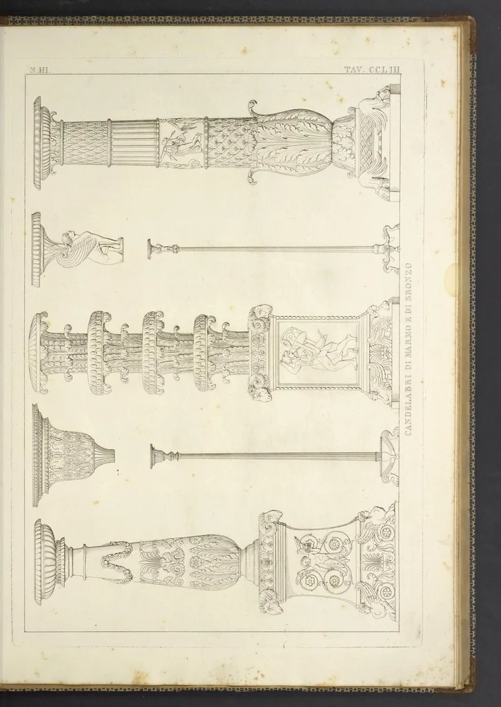 An illustration from L'architettura antica descritta e dimostrata coi monumenti ... : opera divisa in tre sezioni risguardanti la storia, la teorica, e le pratiche dell' architettura egiziana, greca e romana, 1830, leaf 282