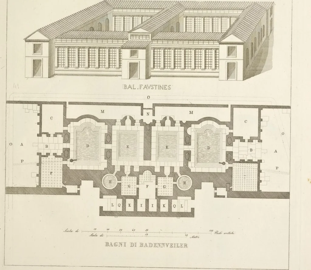 An illustration from L'architettura antica descritta e dimostrata coi monumenti ... : opera divisa in tre sezioni risguardanti la storia, la teorica, e le pratiche dell' architettura egiziana, greca e romana, 1830, leaf 36