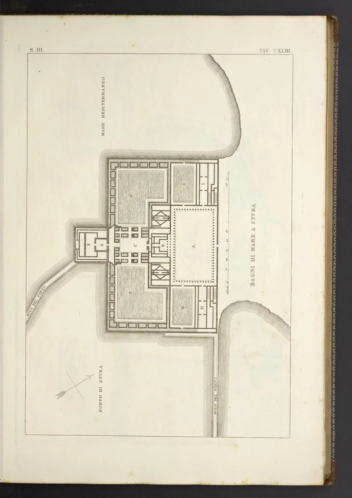 An illustration from L'architettura antica descritta e dimostrata coi monumenti ... : opera divisa in tre sezioni risguardanti la storia, la teorica, e le pratiche dell' architettura egiziana, greca e romana, 1830, leaf 38