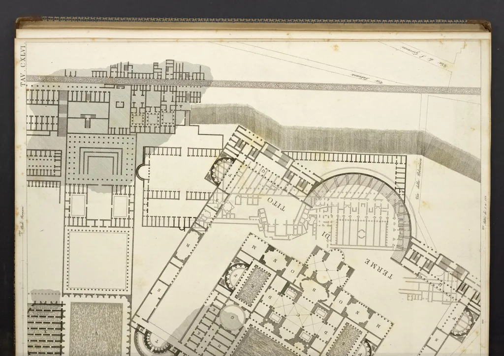 An illustration from L'architettura antica descritta e dimostrata coi monumenti ... : opera divisa in tre sezioni risguardanti la storia, la teorica, e le pratiche dell' architettura egiziana, greca e romana, 1830, leaf 46