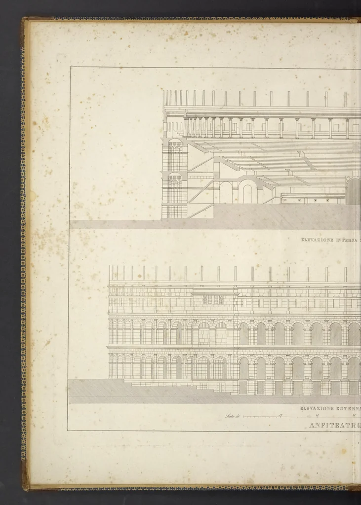 An illustration from L'architettura antica descritta e dimostrata coi monumenti ... : opera divisa in tre sezioni risguardanti la storia, la teorica, e le pratiche dell' architettura egiziana, greca e romana, 1830, leaf 5