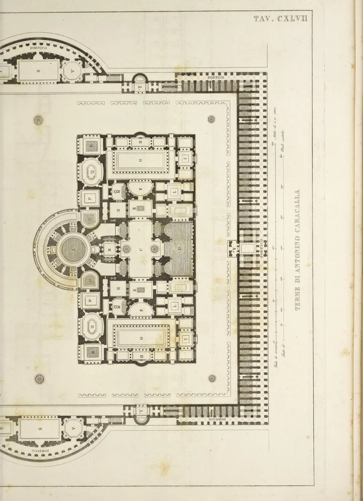 An illustration from L'architettura antica descritta e dimostrata coi monumenti ... : opera divisa in tre sezioni risguardanti la storia, la teorica, e le pratiche dell' architettura egiziana, greca e romana, 1830, leaf 50