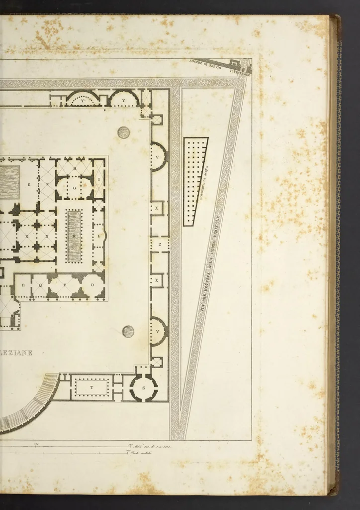 An illustration from L'architettura antica descritta e dimostrata coi monumenti ... : opera divisa in tre sezioni risguardanti la storia, la teorica, e le pratiche dell' architettura egiziana, greca e romana, 1830, leaf 58