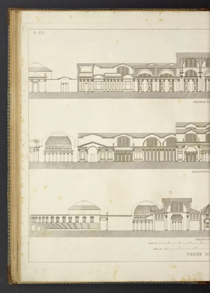 An illustration from L'architettura antica descritta e dimostrata coi monumenti ... : opera divisa in tre sezioni risguardanti la storia, la teorica, e le pratiche dell' architettura egiziana, greca e romana, 1830, leaf 61