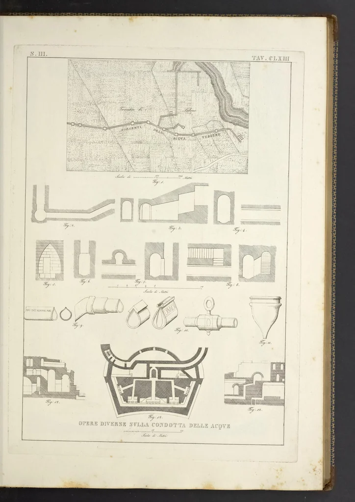 An illustration from L'architettura antica descritta e dimostrata coi monumenti ... : opera divisa in tre sezioni risguardanti la storia, la teorica, e le pratiche dell' architettura egiziana, greca e romana, 1830, leaf 96