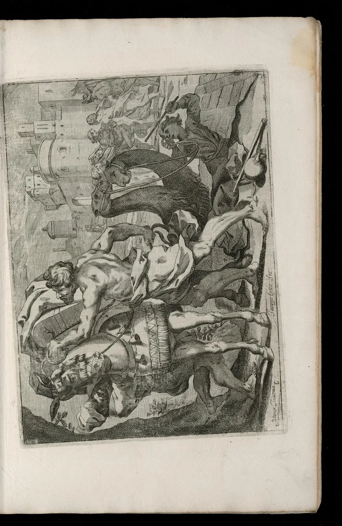 An illustration from La pompa della solenne entrata fatta dalla serenissima Maria Anna Avstriaca : figlia dell'inuittissimo imperante Ferdinando terzo et sposa del potentissimo Filippo qvarto monarcha delle Spagne, rè di molti regni, duca di Milano, accompagnata dal serenissimo Ferdinando qvarto rè di Boemia, & Ongaria suo fratello nella città di Milano : con la descrittione de gli apparati, & feste reali in questa occasione essibite, 1651, leaf 30