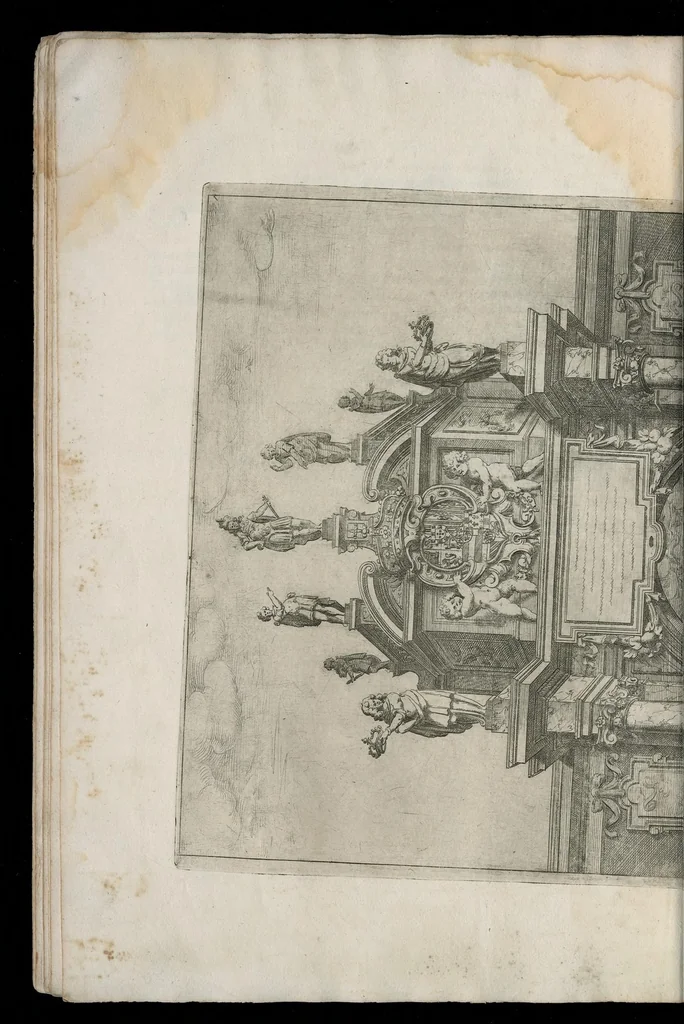 An illustration from La pompa della solenne entrata fatta dalla serenissima Maria Anna Avstriaca : figlia dell'inuittissimo imperante Ferdinando terzo et sposa del potentissimo Filippo qvarto monarcha delle Spagne, rè di molti regni, duca di Milano, accompagnata dal serenissimo Ferdinando qvarto rè di Boemia, & Ongaria suo fratello nella città di Milano : con la descrittione de gli apparati, & feste reali in questa occasione essibite, 1651, leaf 79