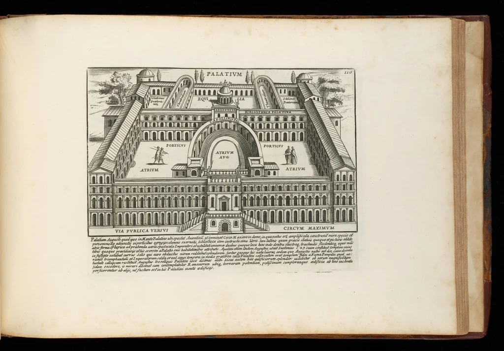An illustration from Romanæ magnitvdinis monvmenta : qvæ vrbem illam orbis dominam velvt redivivam exhibent posteritati, vetervm recentiorvmqve qvotqvot hac de re scripservnt avthoritate probata, qvibvs svffragantvr nvmismata, et mvsea principvm præsertim fragmenta marmorea Farnesiana, qvæ vrbis antiqvæ ichnographiam continent, 1699, leaf 222