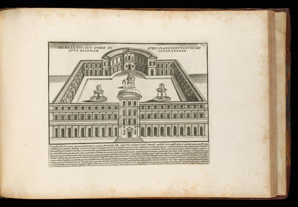 An illustration from Romanæ magnitvdinis monvmenta : qvæ vrbem illam orbis dominam velvt redivivam exhibent posteritati, vetervm recentiorvmqve qvotqvot hac de re scripservnt avthoritate probata, qvibvs svffragantvr nvmismata, et mvsea principvm præsertim fragmenta marmorea Farnesiana, qvæ vrbis antiqvæ ichnographiam continent, 1699, leaf 230