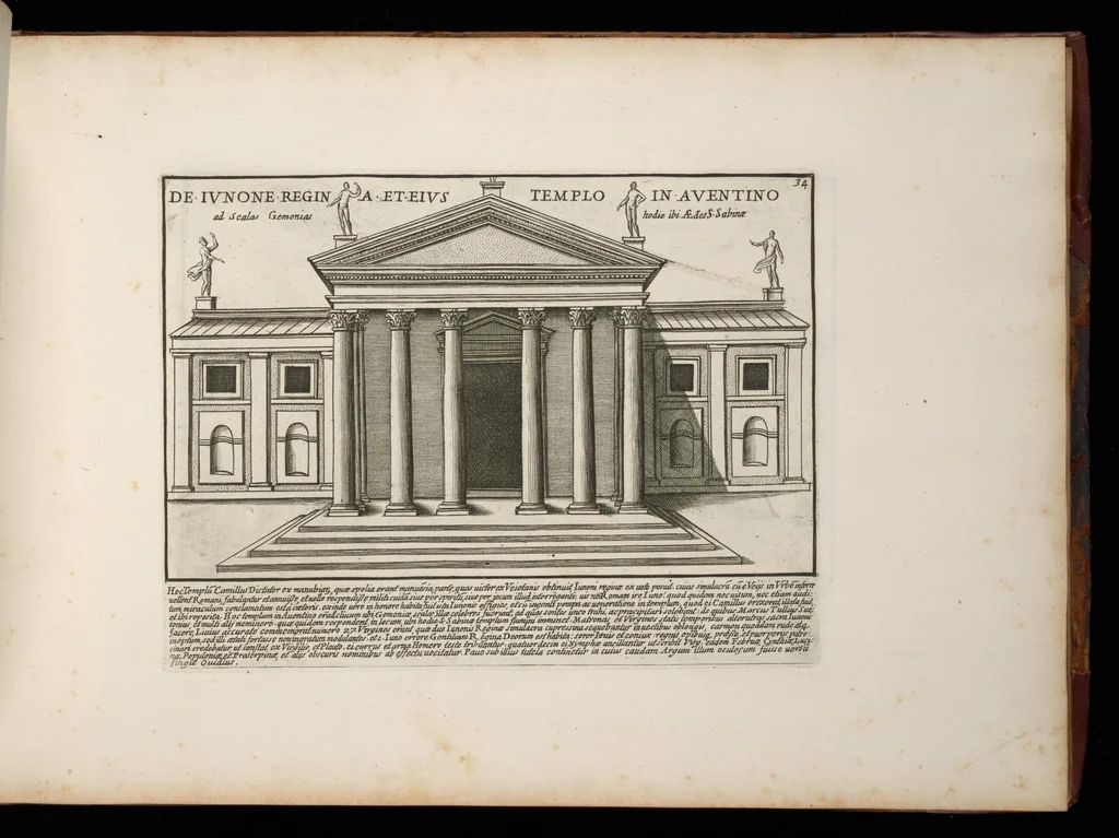An illustration from Romanæ magnitvdinis monvmenta : qvæ vrbem illam orbis dominam velvt redivivam exhibent posteritati, vetervm recentiorvmqve qvotqvot hac de re scripservnt avthoritate probata, qvibvs svffragantvr nvmismata, et mvsea principvm præsertim fragmenta marmorea Farnesiana, qvæ vrbis antiqvæ ichnographiam continent, 1699, leaf 70