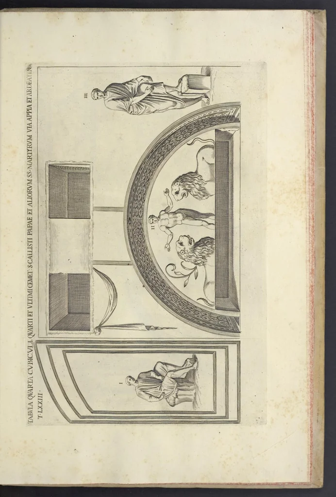 An illustration from Sculture e pitture sagre estratte dai cimiterj di Roma : pubblicate gia dagli autori della Roma sotterranea ed ora nuovamente date in luce colle spiegazioni per ordine di n. s. Clemente XII .., 1737, leaf 334