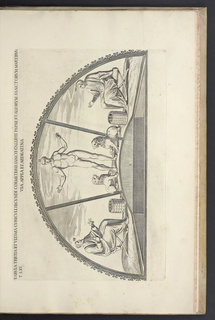 An illustration from Sculture e pitture sagre estratte dai cimiterj di Roma : pubblicate gia dagli autori della Roma sotterranea ed ora nuovamente date in luce colle spiegazioni per ordine di n. s. Clemente XII .., 1737, leaf 358