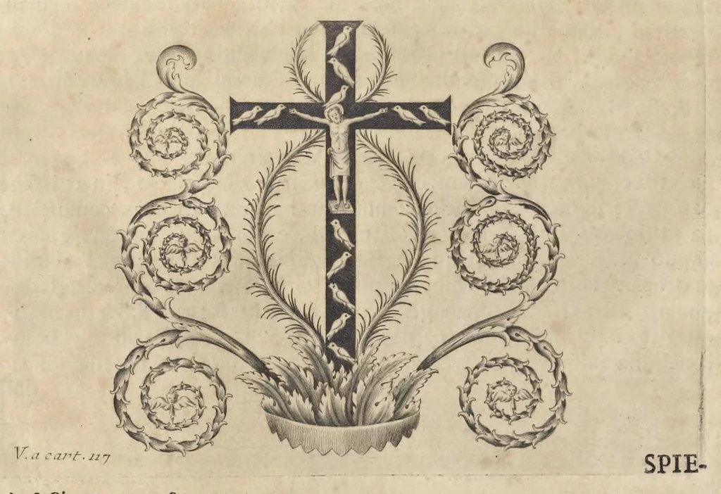 An illustration from Sculture e pitture sagre estratte dai cimiterj di Roma : pubblicate gia dagli autori della Roma sotterranea ed ora nuovamente date in luce colle spiegazioni per ordine di n. s. Clemente XII .., 1737, leaf 133
