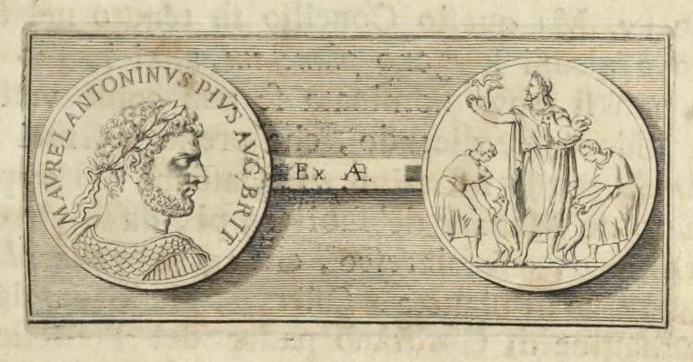 An illustration from Sculture e pitture sagre estratte dai cimiterj di Roma : pubblicate gia dagli autori della Roma sotterranea ed ora nuovamente date in luce colle spiegazioni per ordine di n. s. Clemente XII .., 1737, leaf 222