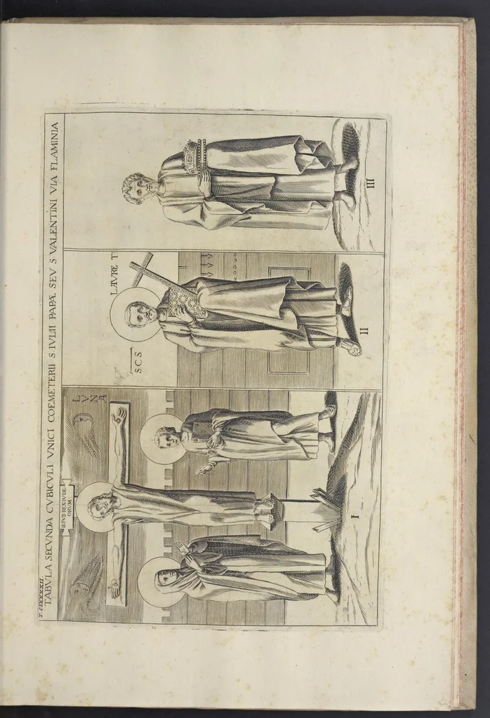 An illustration from Sculture e pitture sagre estratte dai cimiterj di Roma : pubblicate gia dagli autori della Roma sotterranea ed ora nuovamente date in luce colle spiegazioni per ordine di n. s. Clemente XII .., 1737, leaf 354