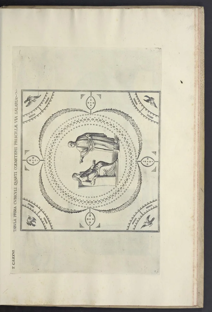 An illustration from Sculture e pitture sagre estratte dai cimiterj di Roma : pubblicate gia dagli autori della Roma sotterranea ed ora nuovamente date in luce colle spiegazioni per ordine di n. s. Clemente XII .., 1737, leaf 386