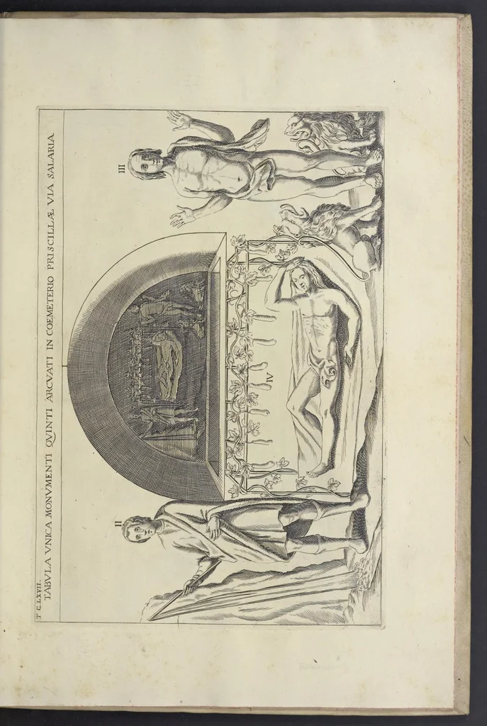 An illustration from Sculture e pitture sagre estratte dai cimiterj di Roma : pubblicate gia dagli autori della Roma sotterranea ed ora nuovamente date in luce colle spiegazioni per ordine di n. s. Clemente XII .., 1737, leaf 404