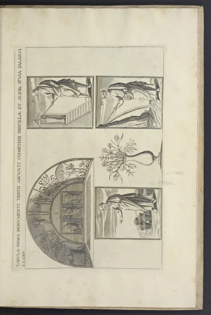 An illustration from Sculture e pitture sagre estratte dai cimiterj di Roma : pubblicate gia dagli autori della Roma sotterranea ed ora nuovamente date in luce colle spiegazioni per ordine di n. s. Clemente XII .., 1737, leaf 410