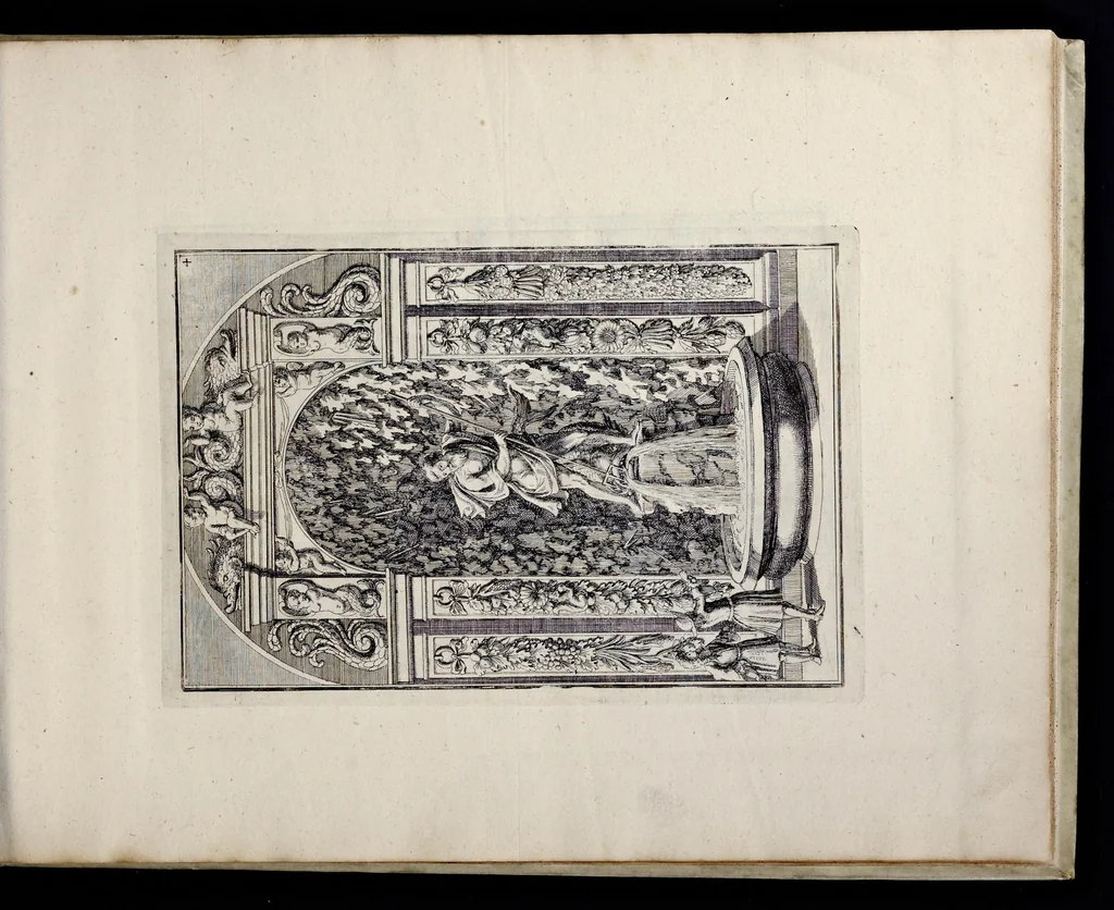 An illustration from Die Fürst-Bischofliche Olmucische Residentz-Stadt Cremsier : sambt denen nechst darbey neu-erhöbt, und von Grund zugericht und erbauten Lust- Blum- und Thier-Garten, 1691, leaf 14