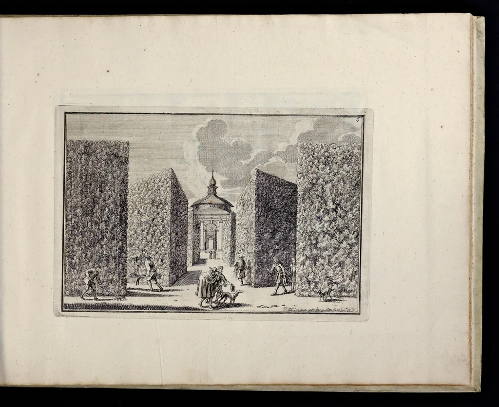 An illustration from Die Fürst-Bischofliche Olmucische Residentz-Stadt Cremsier : sambt denen nechst darbey neu-erhöbt, und von Grund zugericht und erbauten Lust- Blum- und Thier-Garten, 1691, leaf 18